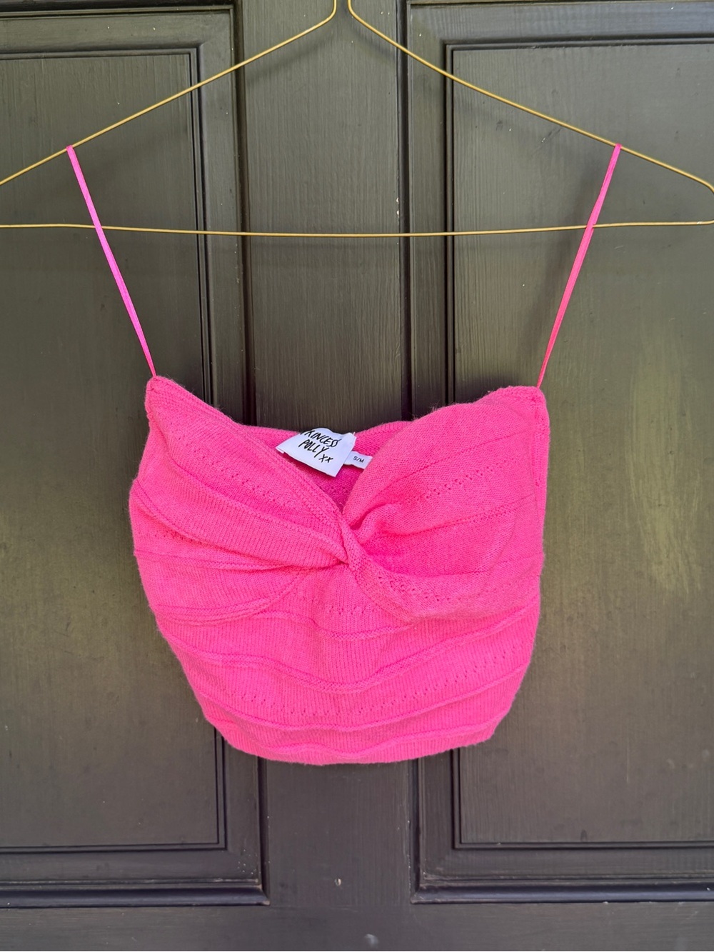 Princess Polly Bright Pink Twist Front Knit Crop Top